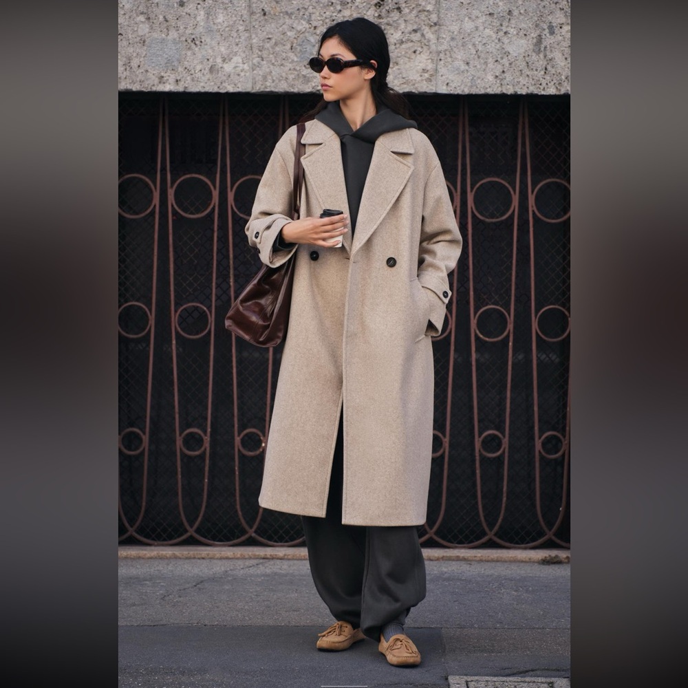 NWT Zara Soft Oversized Coat in Beige